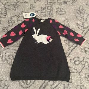 Hatley hearts and bunny girls size 2 sweater dress NWT